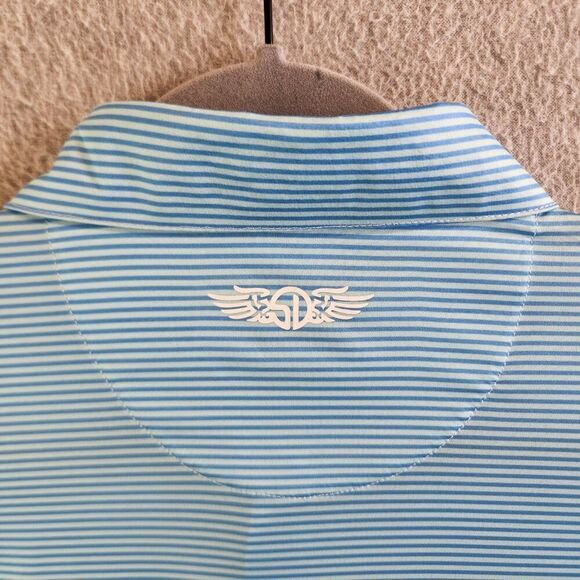 Straight Down Shirt Mens L Blue Striped Golf Performance Polo Ultralightweight - Picture 7 of 12